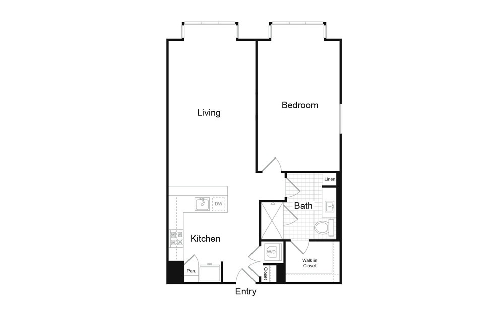 A7.3 - 1 bedroom floorplan layout with 1 bath and 906 square feet.