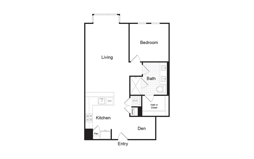 A9 - 1 bedroom floorplan layout with 1 bath and 873 square feet.