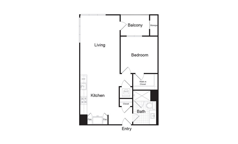 A8 - 1 bedroom floorplan layout with 1 bath and 800 square feet. (Preview)