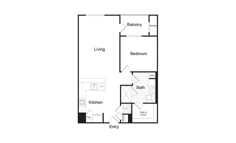 A7 - 1 bedroom floorplan layout with 1 bath and 796 square feet. (Preview)