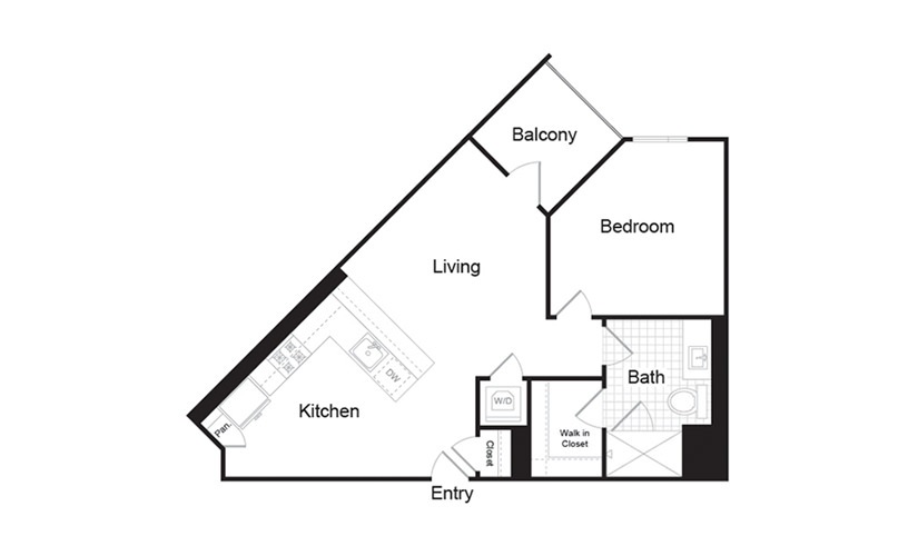 A1 - 1 bedroom floorplan layout with 1 bath and 689 square feet. (Preview)