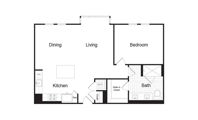 A10 - 1 bedroom floorplan layout with 1 bath and 908 square feet. (Preview)