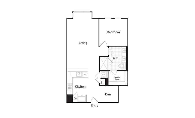A9 - 1 bedroom floorplan layout with 1 bath and 873 square feet.