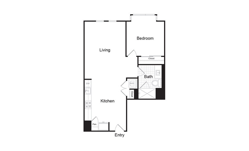 A4 - 1 bedroom floorplan layout with 1 bath and 784 square feet. (Preview)