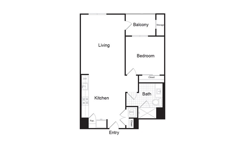 A3 - 1 bedroom floorplan layout with 1 bath and 768 square feet. (Preview)