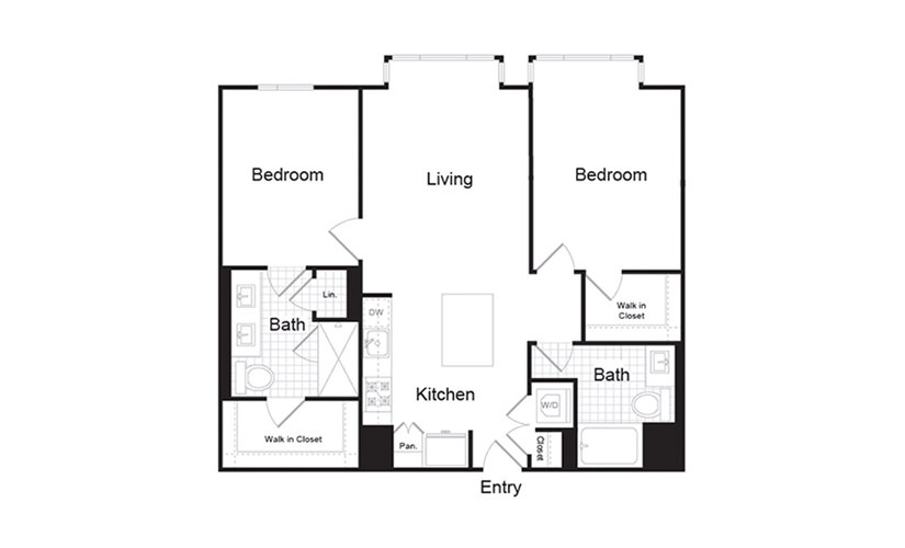 B2.2 - 2 bedroom floorplan layout with 2 baths and 1265 square feet. (Preview)