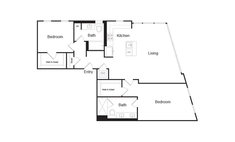 B7 - 2 bedroom floorplan layout with 2 baths and 1344 square feet. (Preview)