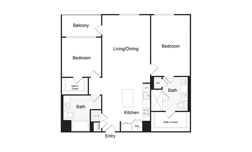 B5.1 - 2 bedroom floorplan layout with 2 baths and 1228 square feet. (Preview)