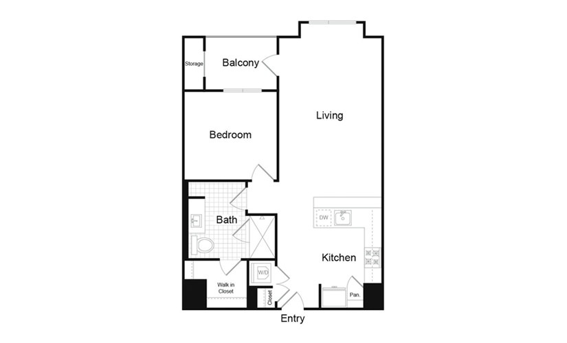 A5 - 1 bedroom floorplan layout with 1 bath and 795 square feet.