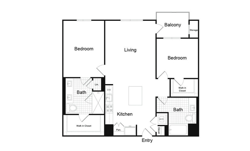 B2 - 2 bedroom floorplan layout with 2 baths and 1173 square feet. (Preview)