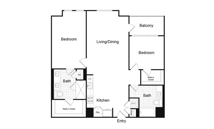 B5.4 - 2 bedroom floorplan layout with 2 baths and 1268 square feet. (Preview)