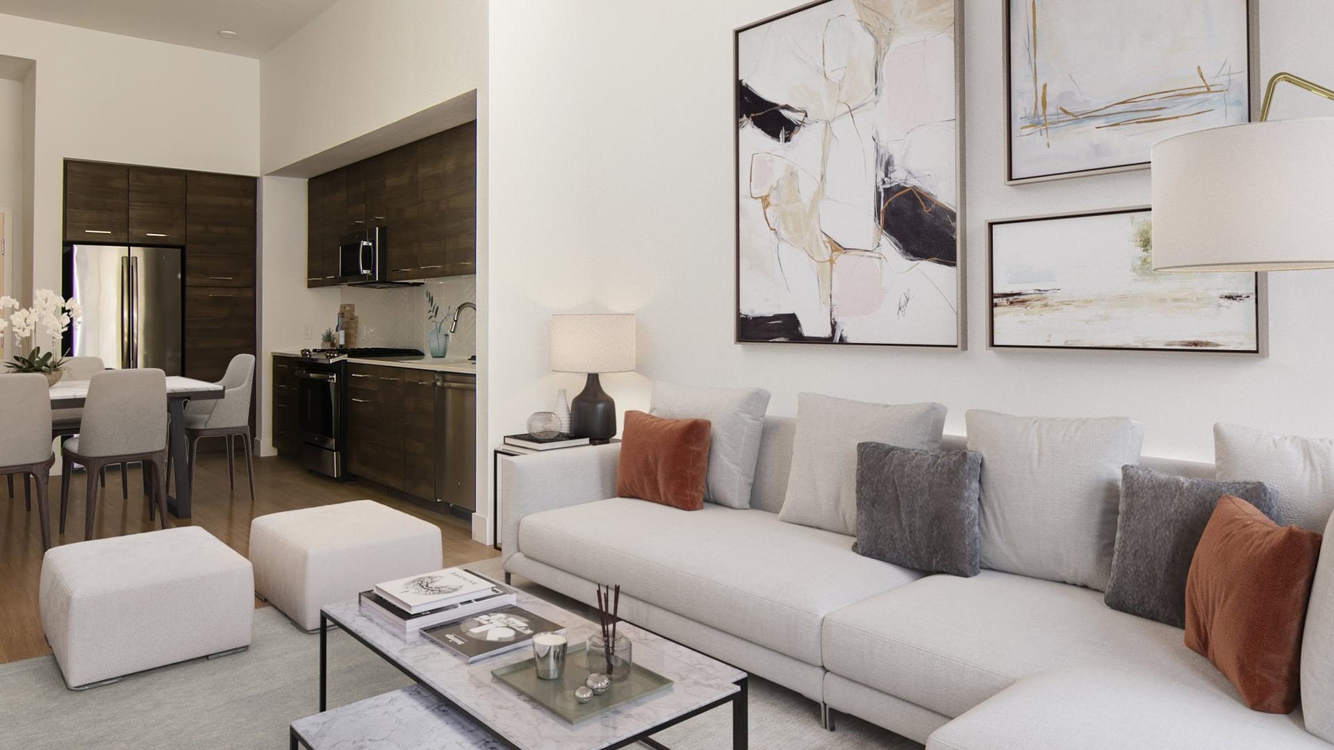 Open Space Living Area With Modern Lighting